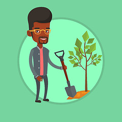 Image showing Man plants tree vector illustration.