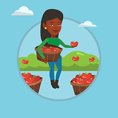 Image showing Farmer collecting tomatos vector illustration.