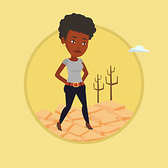 Image showing Sad woman in the desert vector illustration.