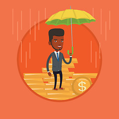 Image showing Businessman insurance agent with umbrella.