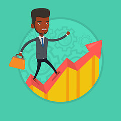 Image showing Man running on growth graph vector illustration.