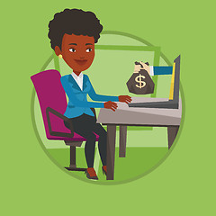 Image showing Businesswoman earning money from online business.