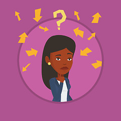 Image showing Young business woman thinking vector illustration.