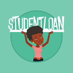 Image showing Woman holding sign of student loan.