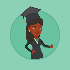 Image showing Graduate giving thumb up vector illustration.