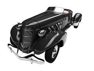 Image showing isolated retro black car front view 01