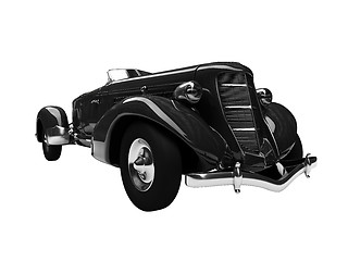 Image showing isolated retro black car front view 02