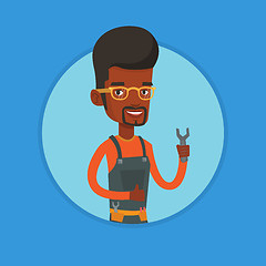 Image showing Repairman holding spanner vector illustration.