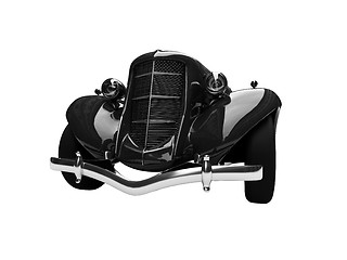 Image showing isolated retro black car front view 03