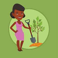 Image showing Woman plants tree vector illustration.