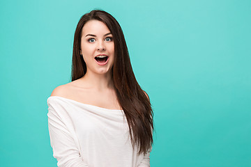 Image showing The young woman\'s portrait with happy emotions