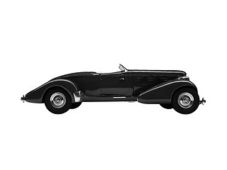 Image showing isolated retro black car side view