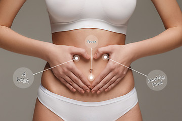 Image showing Women belly with the drawing arrows