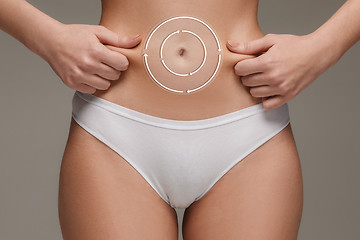 Image showing Women belly with the drawing arrows