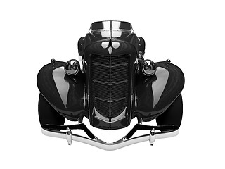 Image showing isolated retro black car front view 05