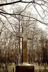 Image showing old historic cemetery cross