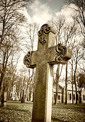 Image showing old historic cemetery cross
