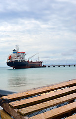 Image showing Big Corn Island Nicaragua oil tanker dock on Picnic Center Beach