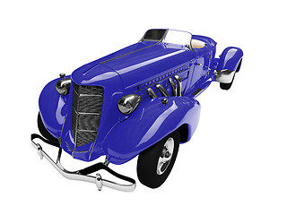 Image showing isolated vintage blue car front view