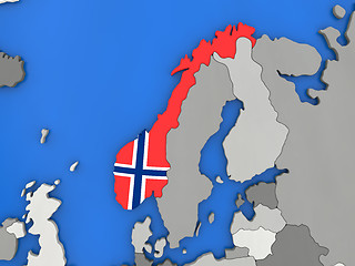Image showing Norway on globe