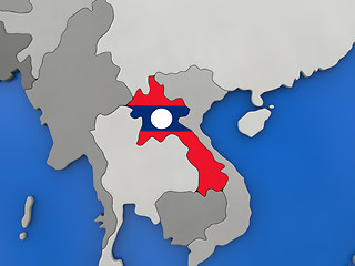 Image showing Laos on globe
