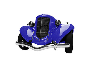 Image showing solated vintage blue car front view