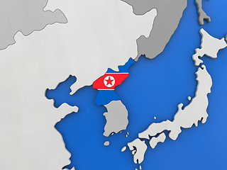 Image showing North Korea on globe