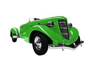 Image showing isolated vintage green car front view