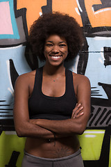 Image showing black woman after a workout at the gym