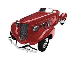 Image showing solated vintage red car front view