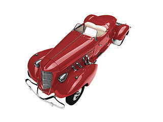 Image showing isolated vintage red car front view