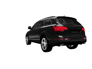 Image showing isolated black car back view 01