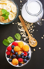 Image showing milk with chia seeds and berries