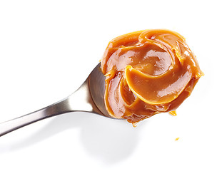 Image showing spoon of soft homemade caramel