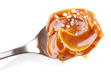 Image showing spoon of soft homemade caramel