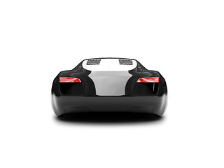 Image showing isolated black super car back view 01