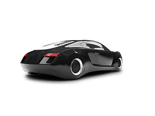 Image showing isolated black super car back view 02
