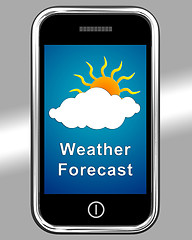 Image showing Mobile Phone Shows Cloudy Weather Forecast