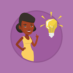 Image showing Student pointing at idea bulb vector illustration