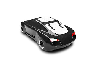 Image showing isolated black super car back view 03