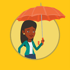 Image showing Business woman insurance agent with umbrella.