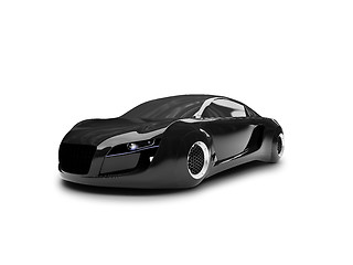 Image showing isolated black super car front view 02