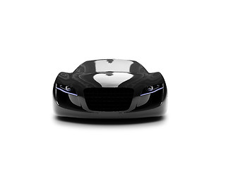 Image showing isolated black super car front view 03