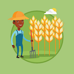 Image showing Farmer with pitchfork vector illustration.