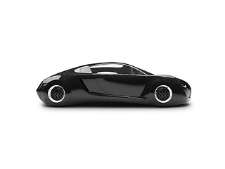 Image showing isolated black super car side view