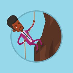 Image showing Business man climbing on the mountain.