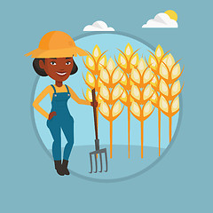 Image showing Farmer with pitchfork vector illustration.