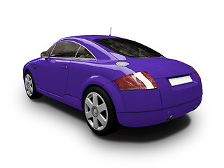 Image showing isolated blue car back view