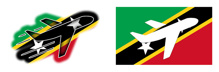 Image showing Nation flag - Airplane isolated - Saint Kitts and Nevis