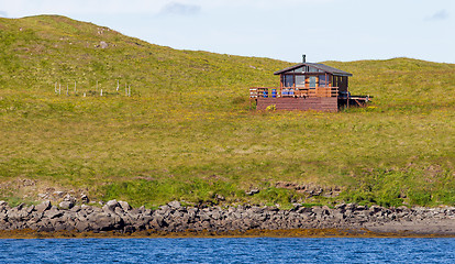 Image showing Single house on an small island - Iceland